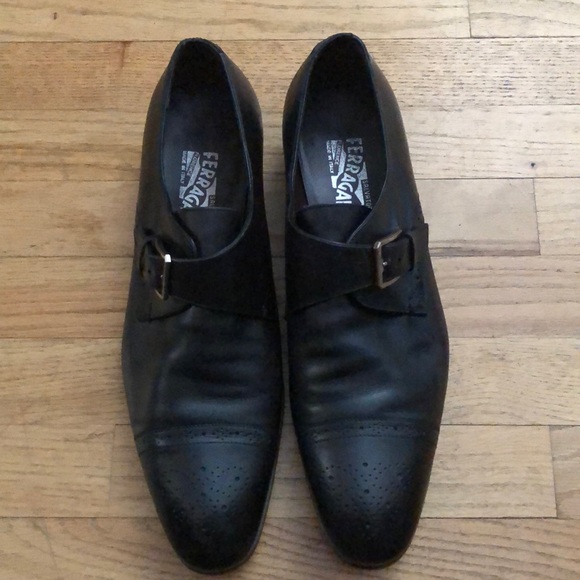 Salvador Ferragamo Black Leather Shoes Men’s 10.5 Made in Italy 🇮🇹 - Picture 1 of 11